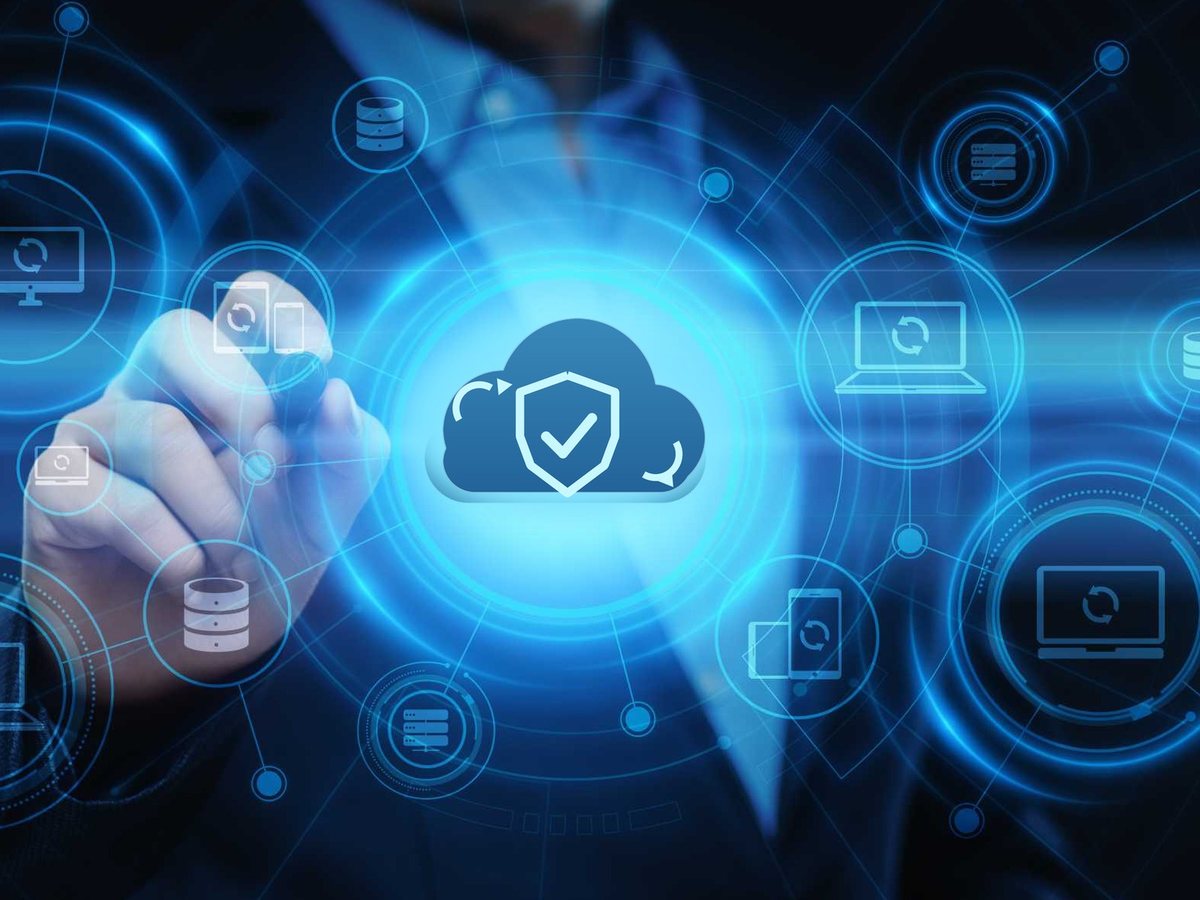 Cloud backup network connecting servers, laptops and devices to a secure cloud